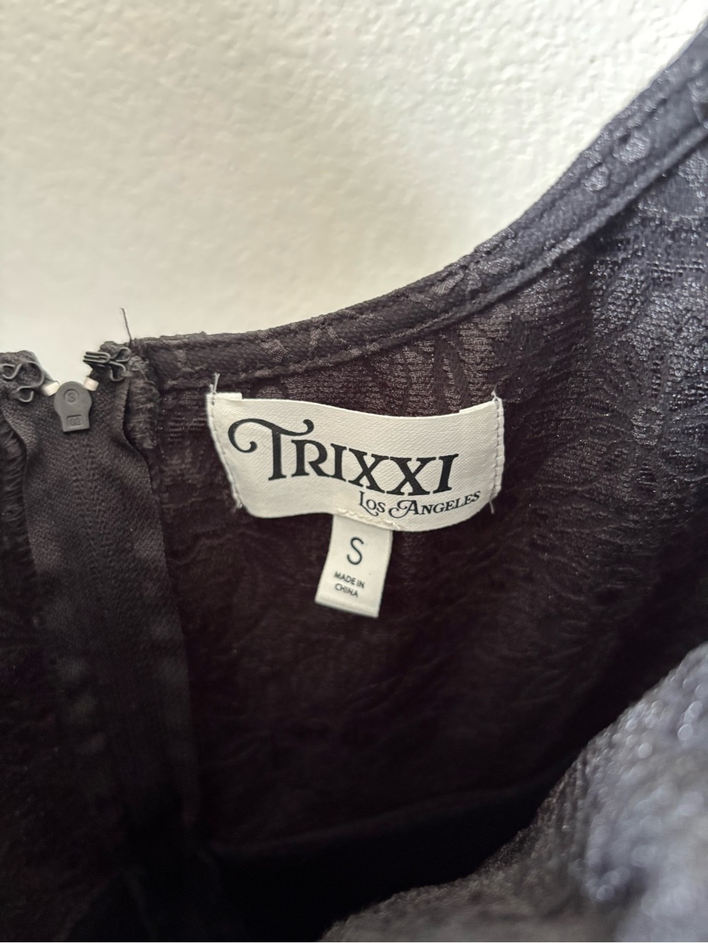 Trixxi Black Floral Jacquard Party Dress with Ribbon Straps - Picture 3 of 3